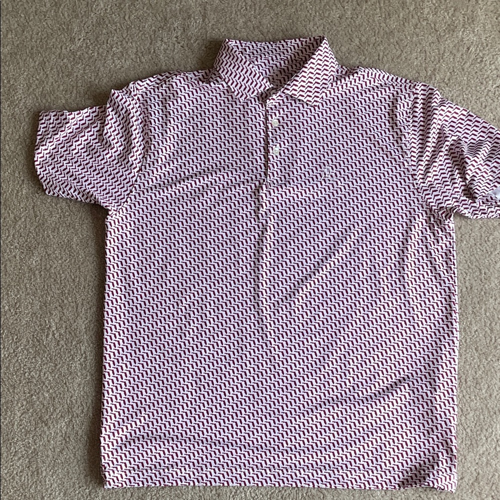 NWOT Rhoback Red and White state of Florida Patterned Polo Shirt